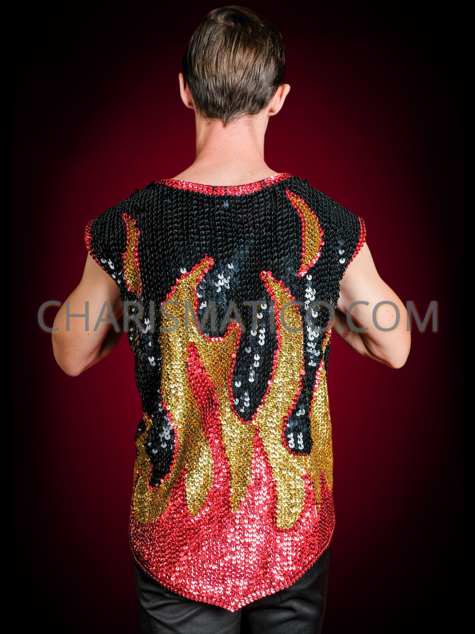 red sequin vest top