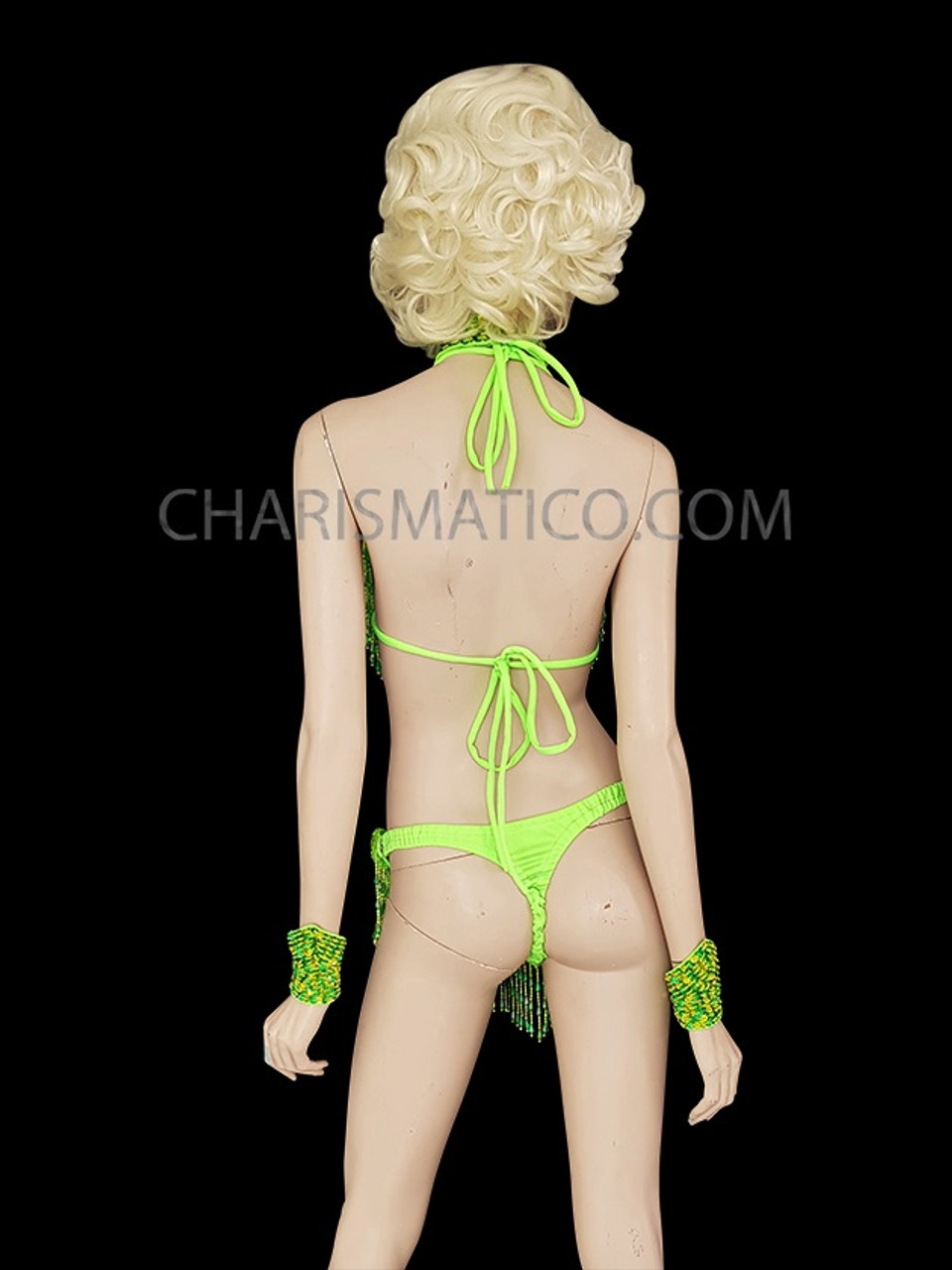 Neon Green Sequin Lingerie Set