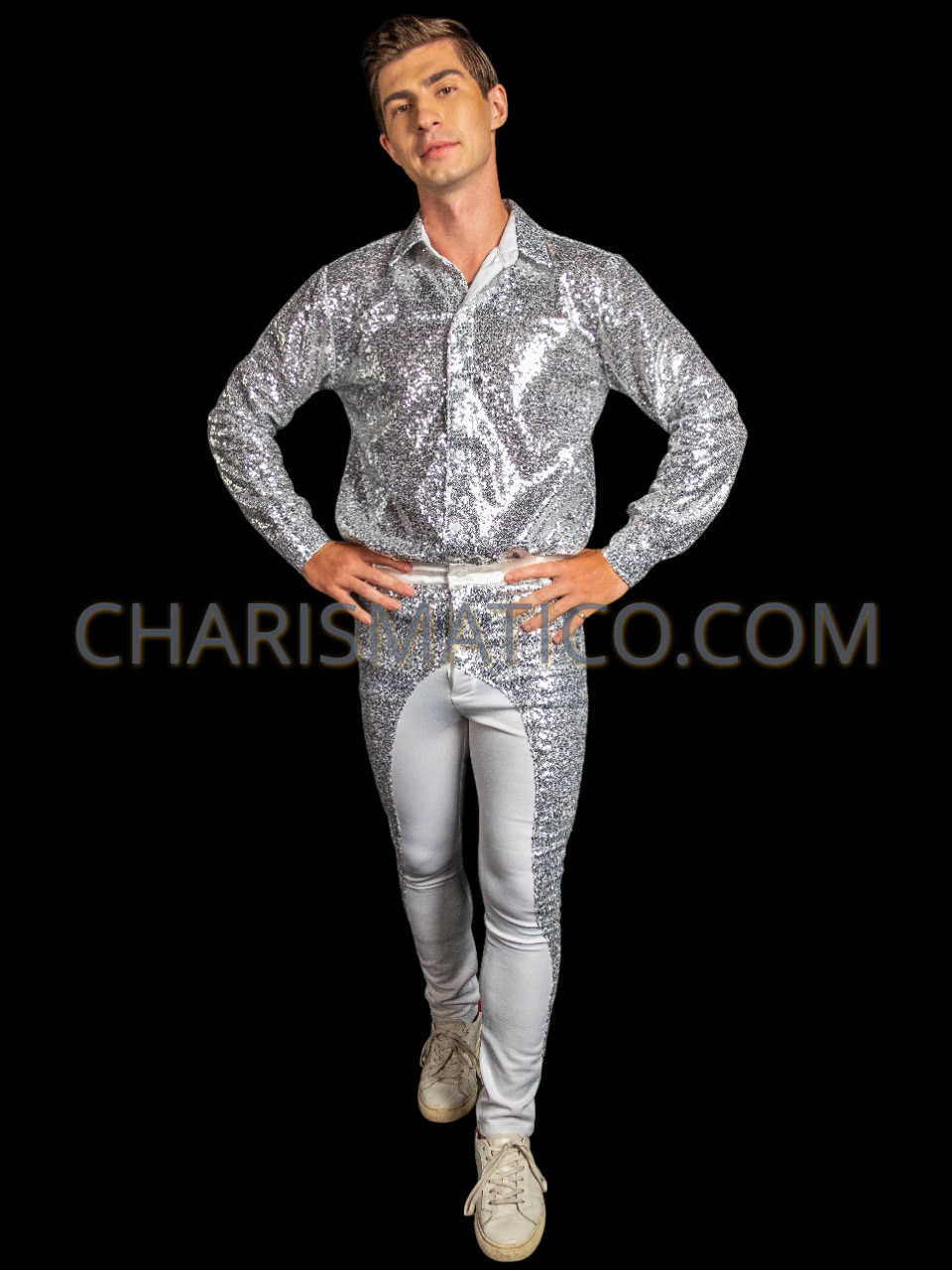 ASOS Skinny Smart Pants In All Over Sequin Silver in Metallic for Men | Lyst