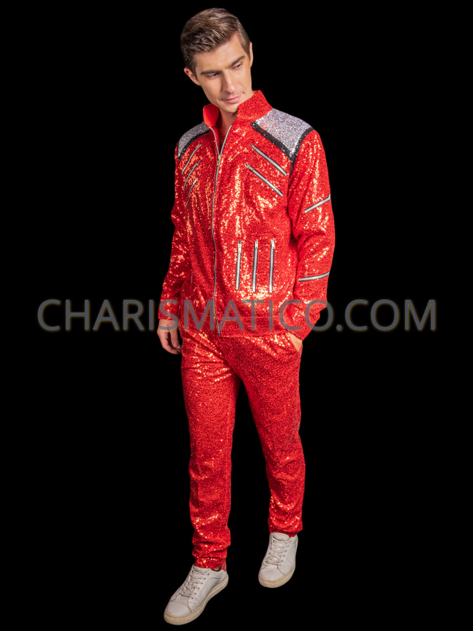 Michael Jackson Tribute Red Sequin Jacket and Pants Set