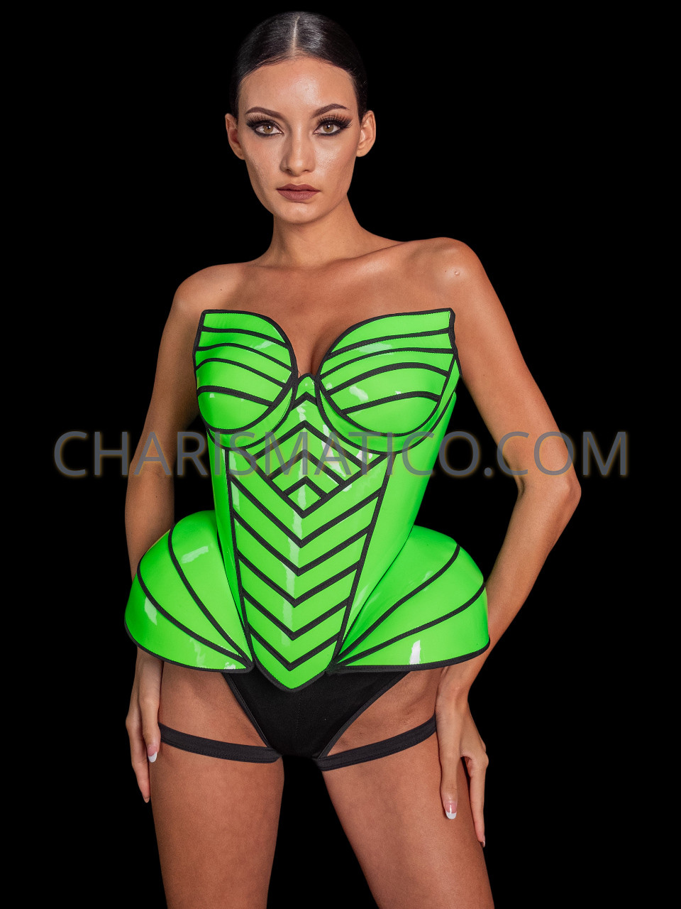 Green Pink Futuristic Cyberpunk Sci-fi Corset