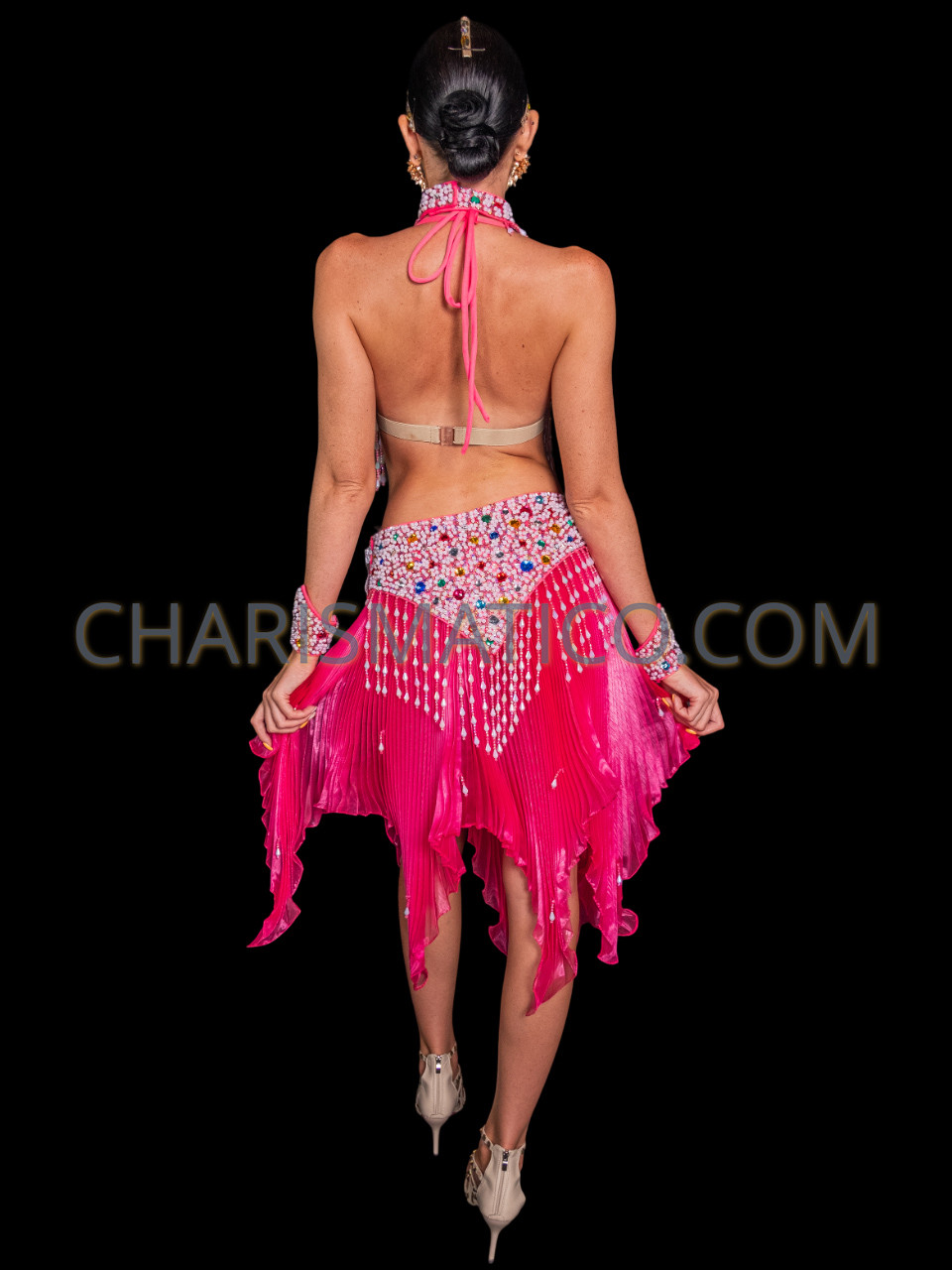 Fuchsia Floral Tropical Hawaiian Dance Dress