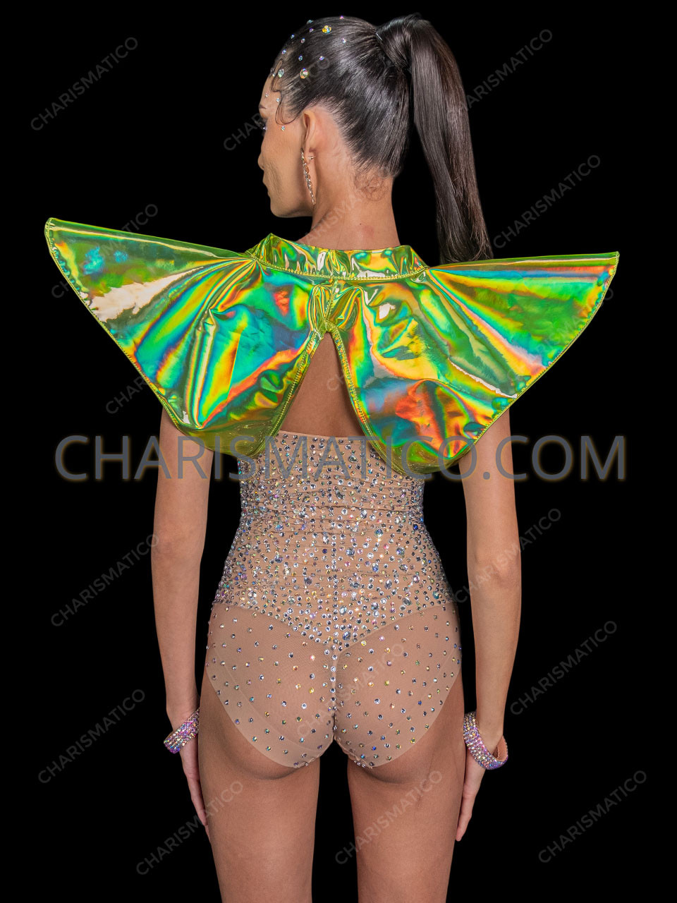 Lime Green Spiked Vinyl Festival Bolero Shrug
