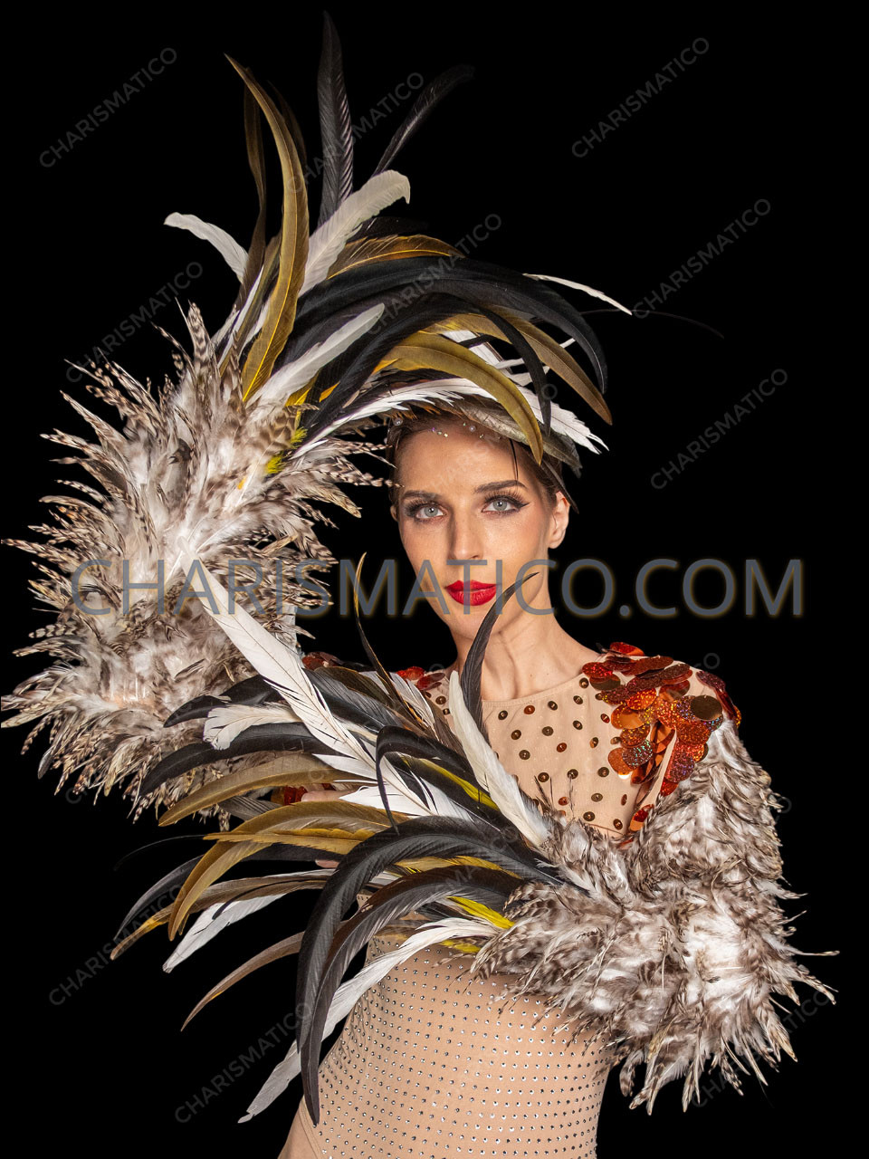 Nude Illusion Samba Feather Sleeve Bolero Jacket