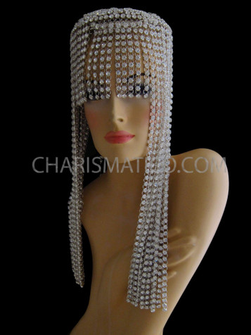Silver Diva Showgirl'S Brilliant Crystal Rhinestone Blunt Cut Disco Wig