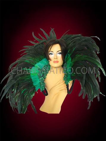 Emerald Cabaret Feather Showgirl Backpack