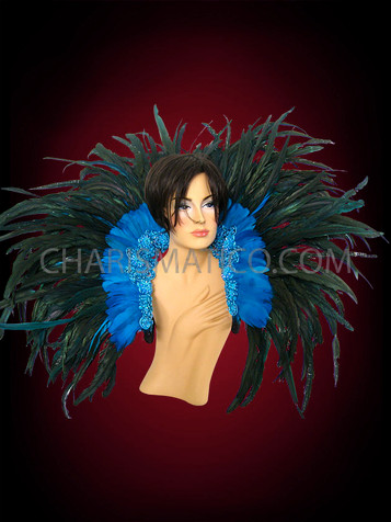 Blue Cabaret Feather Showgirl Backpack