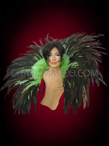 Green Cabaret Feather Showgirl Backpack