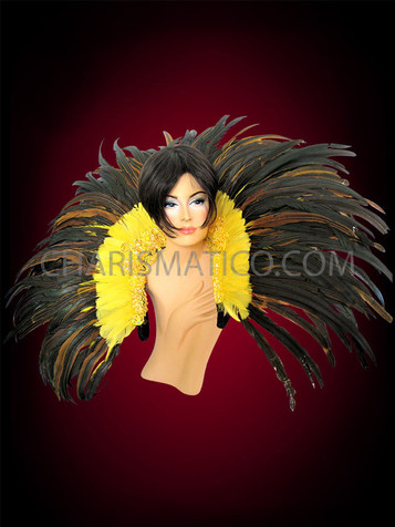 Yellow Cabaret Feather Showgirl Backpack