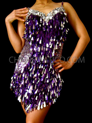 Purple Sequin Showgirl Dress