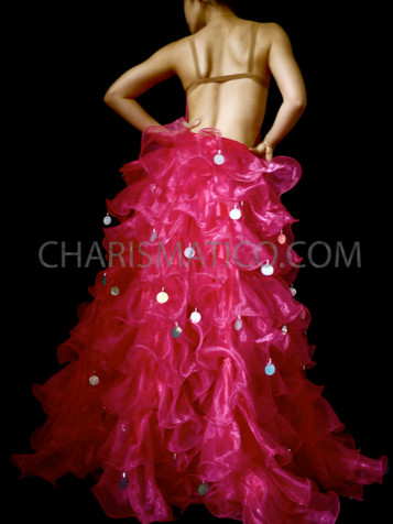 Fuchsia Ruffle Organza Drag Queen Cabaret Skirt