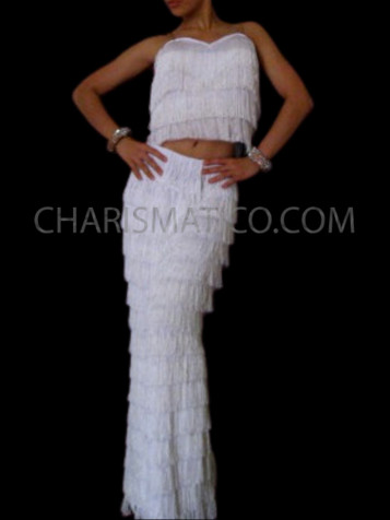 White Yulia Samba Fringe Pants And Top