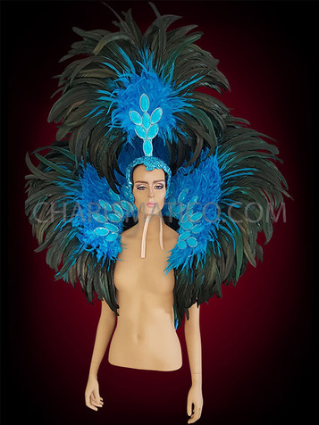 Blue Samba Carnival Headdress And Matching Backpack