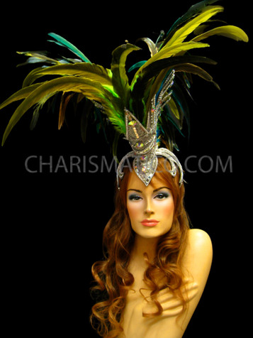 Green Glass Mohawk Showgirl Drag Queen Headdress