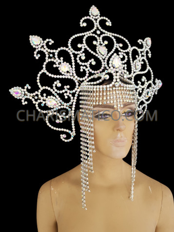 Lady Gaga Open Work Swirled Iridescent Crystal Rhinestone Eye Mask