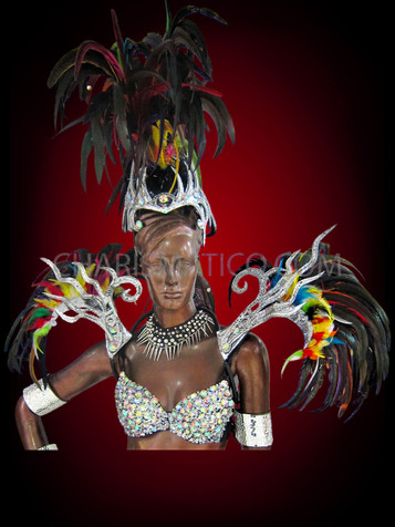 Silver Glitter Based Drag Queen's Gay Pride Rainbow Feathered Headdress