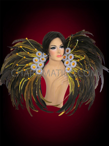 Classic Fancy Yellow Showgirl Diva's Cabaret Collar With Amber Crystals