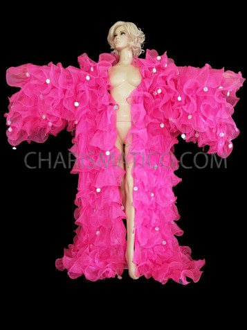 Neon Pink Ruffle Drag Queen Coat