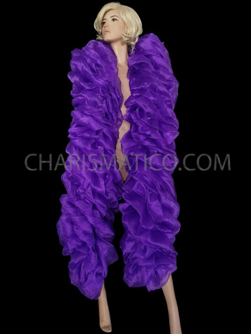 Purple Iridescent Organza Pillow Ruffle Boa
