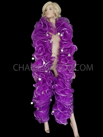 Purple Ruffle Organza Drag Queen Cabaret Boa