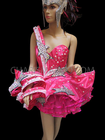 Diva's Fuchsia And Black Rhinestone Crystal Covered Cage Illusion Corset