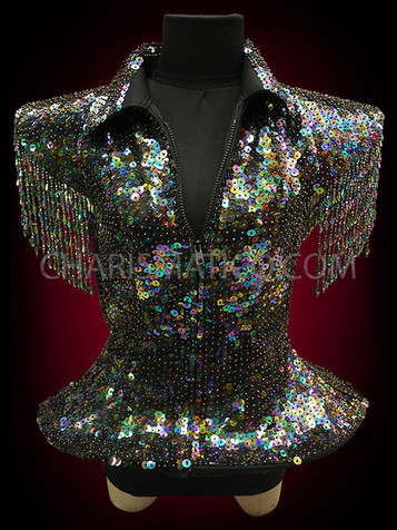 Black Lady Gaga Sequin Drag Queen Diva Jacket