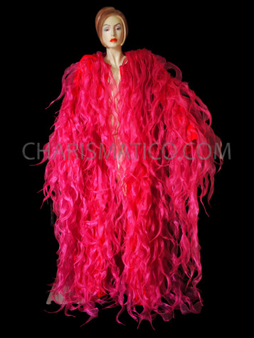 Fuchsia Tissue Organza Drag Queen Ruffle Coat