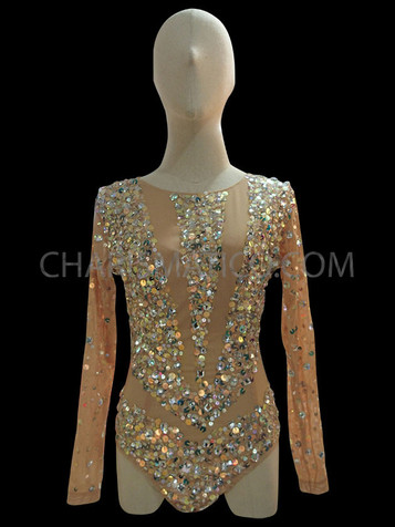 Sparkle Sequin Bronze Long Sleeve Bodysuit Top | Jenerique | SilkFred