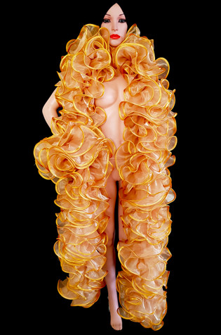 Diva'S Gold Edged Shimmering Organza Ruffle Boa