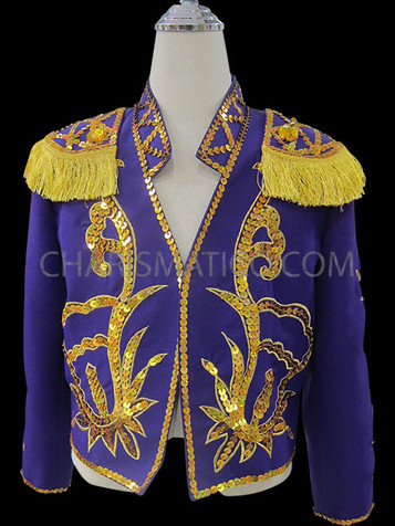 Men's Regal Purple Matador Jacket With Golden And Yellow Trim