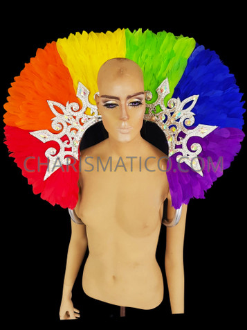 Gay Pride Rainbow Vibrant Magnificent feather Backpack