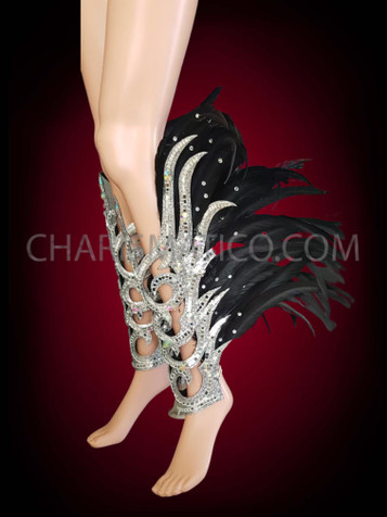 Glamorous Metallic Silver Cabaret Diva Queen’S Attractive Leg Guard