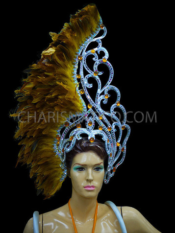 Queen Of The Night Crown Drag Queen Cabaret Fancy Feather Headdress