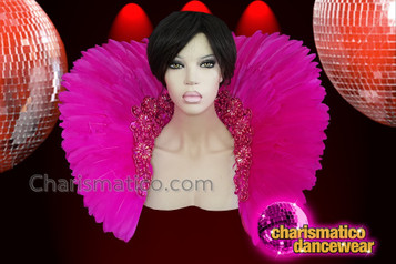 Fuchsia Feather Sequinned Beaded Cabaret Diva Show Girl Backpack