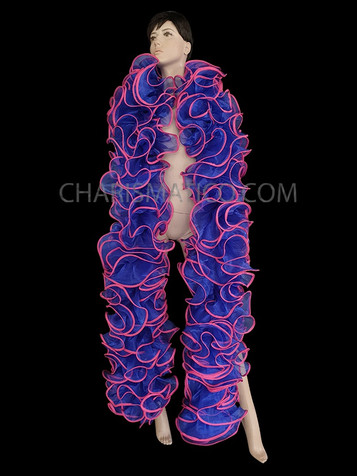 Royal blue organza with fuchsia trim Ruffle Boa