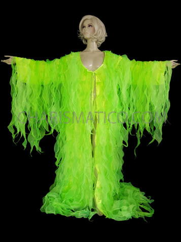 Neon Green Drag Queen Ruffled Show Girl Tissue Coat