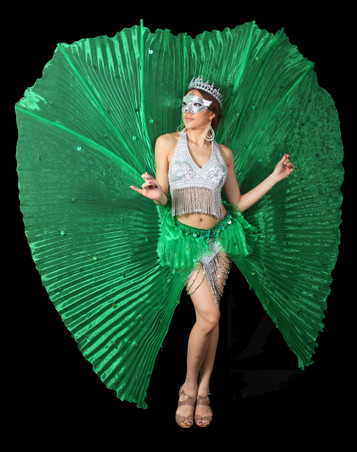 Green Eye Catchy Cabaret Pleaded Show Time Circular Wing Skirt