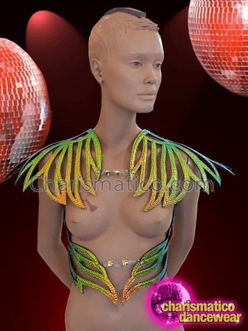 Green Diva Phoenix Sequinned Leather Diva Top