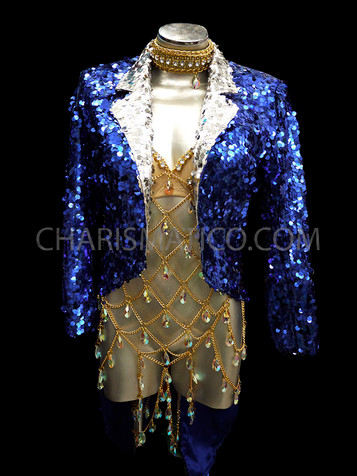 Blue Stage Diva Sequin Cabaret Sparkling Tail Tuxedo Suit