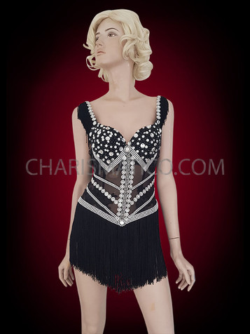 Black silver Latin Cha Cha Dress