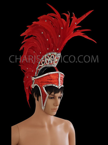 Red Stunning Warrior Mohawk Headdress