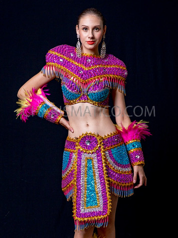 Multi-Colored Carnival Costume Dress With Captivating Sequin Work