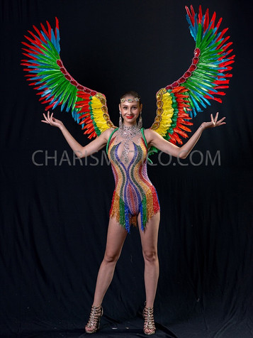 Large Rainbow Gay Pride Feather Angel Wing Backpack