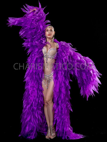 Purple  Leaf-Inspired Ruffle Organza Coat