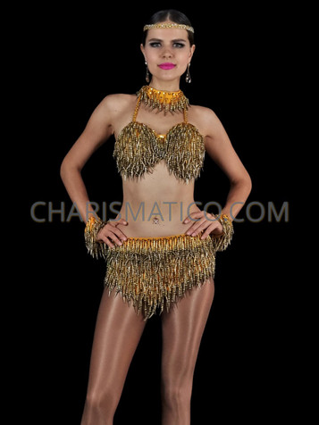 Spiked Beaded Bra and Panty Set with Matching Bracelets and Necklace Spiked Beaded Bra and Panty Set with Matching Bracelets and Necklace