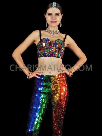 Rainbow Sequin Festival Crop Top – TantricJewels