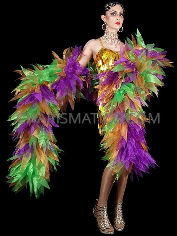 Mardi Gras Three-toned Leafy Organza Boa