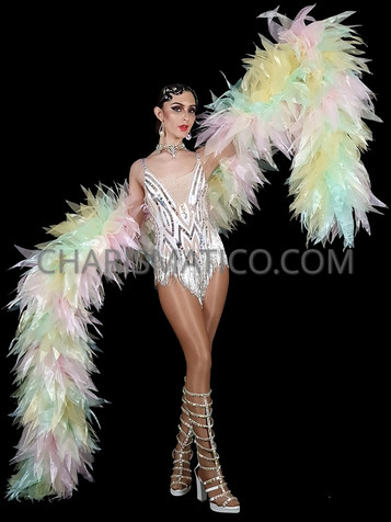 Dreamy Pastel Leaf-Inspired Organza Boa