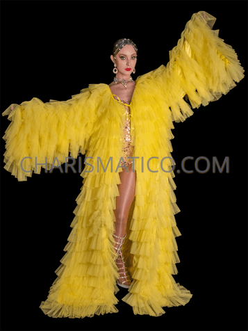 Canary Yellow Bright And Blissful Tulle Drag Queen Coat