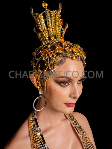 Golden Beads Showgirl Tube headdress